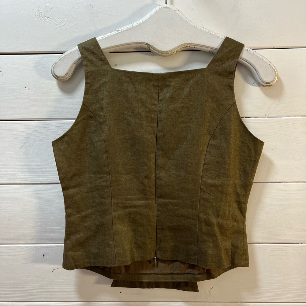 CRÉTON Olive Structured Sleeveless Top Size 38 - Picture 5 of 10